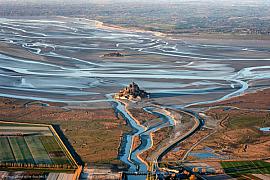 Photographie Vue aérienne sur la baie du Mont Saint-Michel et les polders