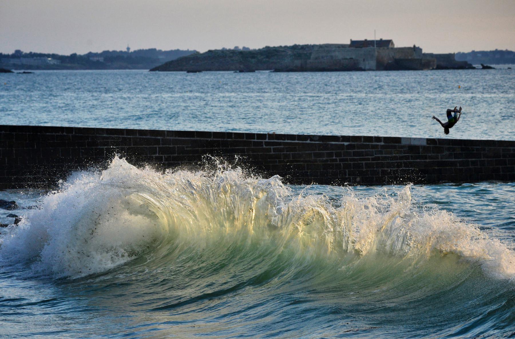 Photographie Instant figé capturé sur la plage de la Hoguette à Saint-Malo en Ille-et-Vilaine.