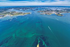 Photographie Vue aérienne sur l'entrée du golfe depuis Méaban • Golfe du Morbihan
