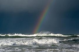 Photo Arc en ciel sur la plage des Amiets pendant une tempête